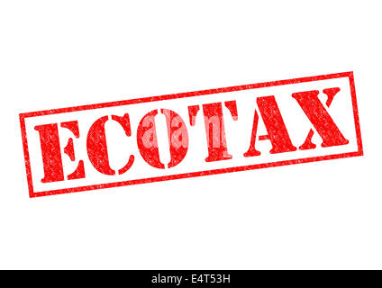 ECOTAX rosso timbro di gomma su uno sfondo bianco. Foto Stock