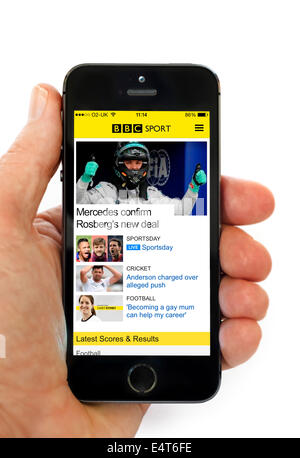 La BBC Sport app su un Apple iPhone 5S Foto Stock