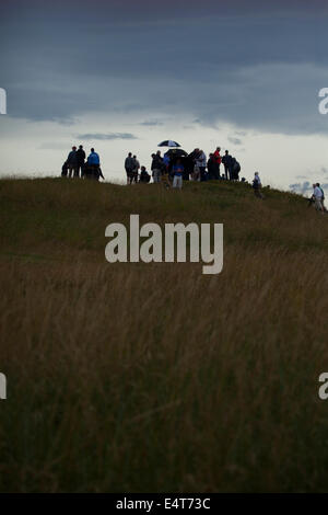 Hoylake, UK. 16 Luglio, 2014. L'Open di Golf Nuvole pesanti iniziano a pioggia nel corso al Royal Liverpool Golf, Merseyside, Regno Unito Foto Stock