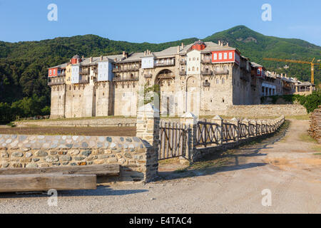 Iviron monastero medievale sul santo monte Athos Foto Stock