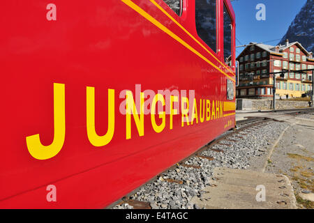 Jungfraubahn, Kleine Scheidegg, Lauterbrunnen, Grindelwald, Alpi, Berna, Svizzera Foto Stock