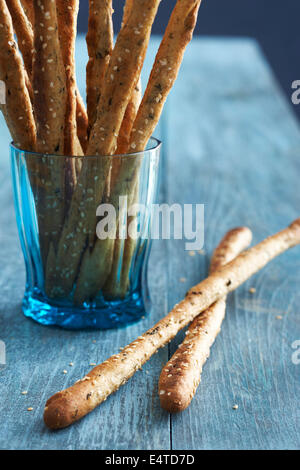 Close-up di sesamo Grissini Studio Shot Foto Stock