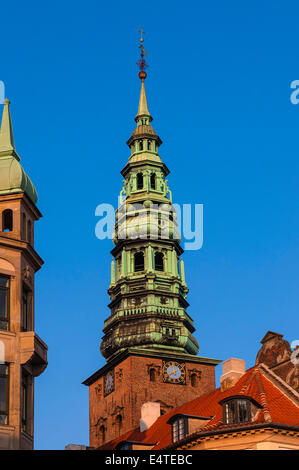 Clock Tower, Amagertorv, Stroget, Copenhagen, Danimarca Foto Stock