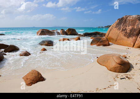 Anse Lazio, Baie Sainte Anne District, Praslin, Seicelle Foto Stock