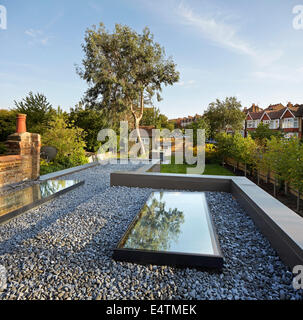 Strada Townley casa privata, Londra, Regno Unito. Architetto: Glas architetti + Designers, 2013. Estensione del padiglione con un lucernario Foto Stock