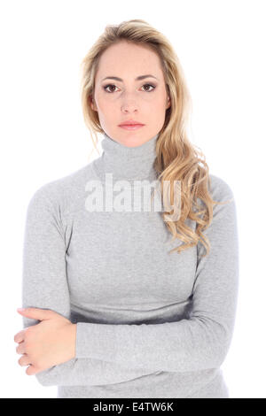 Moda modello mostra faccia gravi Foto Stock