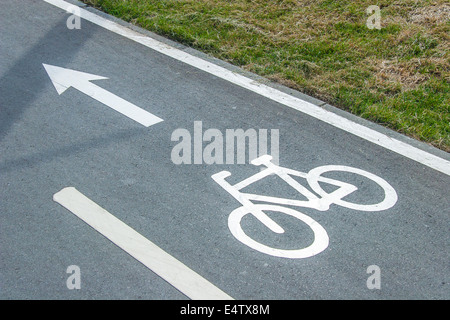 Pista ciclabile segno su asfalto Foto Stock