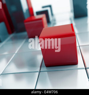 Abstract cubetti metallico e uno è messa a fuoco Foto Stock