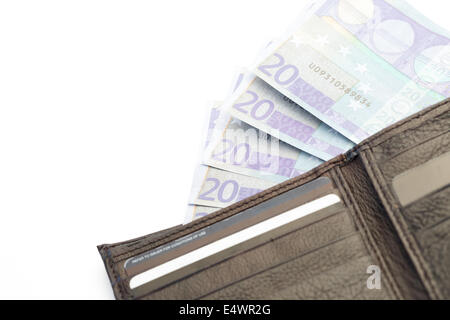 Di euro in un portafoglio Foto Stock