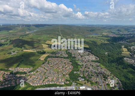 Vista aerea guardando a nord da Rochdale verso Rossendale Foto Stock