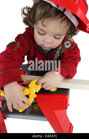 Little Boy vestito come builder Foto Stock