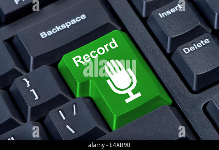 Il pulsante consente di registrare con il microfono. Foto Stock