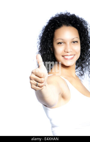 Donna pollici in su Foto Stock
