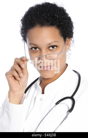 Bella americano africano donna medico Foto Stock
