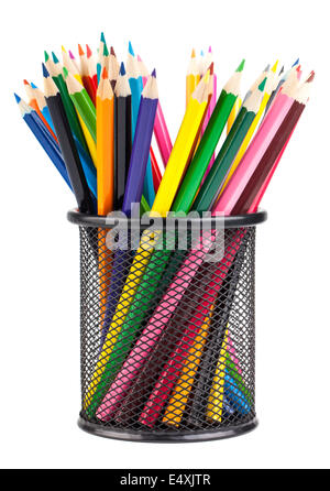 Varie matite di colore nel contenitore nero Foto Stock
