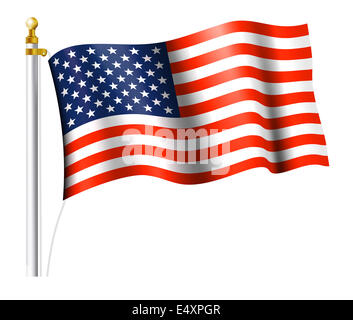 Bandiera americana sulla bandiera pole Foto Stock