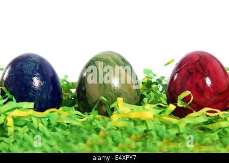 Tre motivi geometrici in marmo le uova di Pasqua Foto Stock