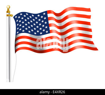 Bandiera americana sulla bandiera pole Foto Stock