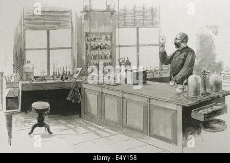 Robert Koch (1843- 1910). Medico tedesco e pionieristico microbiologo. Pubblicato da incisione , 1890. Foto Stock