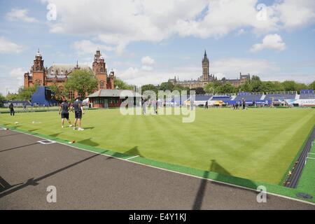 Kelvingrove Lawn Bowls Center, Glasgow, Scozia, Regno Unito, giovedì, 17 luglio 2014. Team Australia si allenerà in sede per il Commonwealth Games 2014 Lawn Bowls Competition Foto Stock