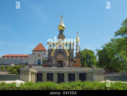 La cappella russa a Darmstadt Foto Stock