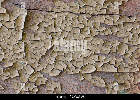 Parete in cemento con peeling vernice beige Foto Stock