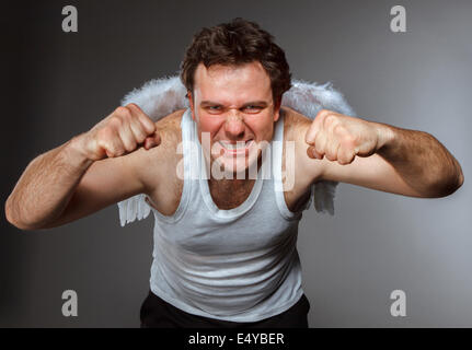 Il sig. Angelo con ali bianche Foto Stock