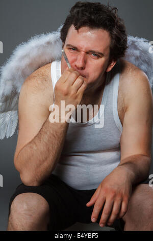 Il sig. Angelo con ali bianche Foto Stock