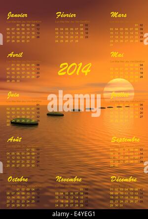 La meditazione 2014 Calendario - 3D render Foto Stock