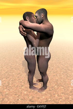 Homo erectus giovane - 3D render Foto Stock