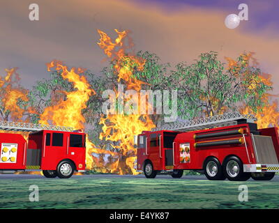 Il fuoco di camion in azione - 3D render Foto Stock