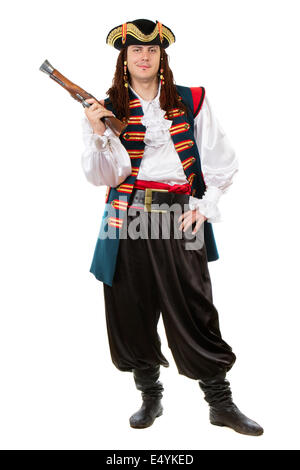 Giovane uomo in costume pirata Foto Stock