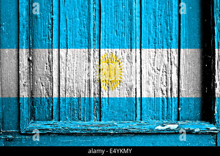 Bandiera dell'Argentina dipinta sul telaio in legno Foto Stock