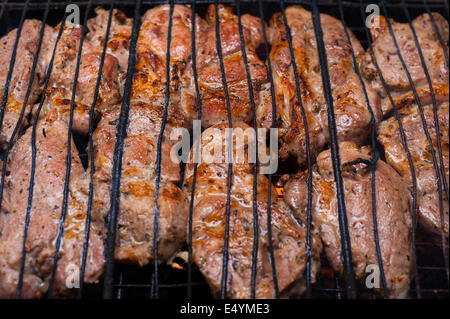 Grigliate di carne alla griglia Foto Stock