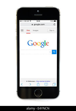 Home page di Google su un Apple iPhone 5S, REGNO UNITO Foto Stock