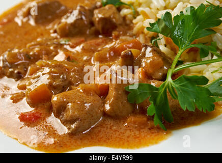 Stufato di carne di manzo e di maiale con riso Foto Stock