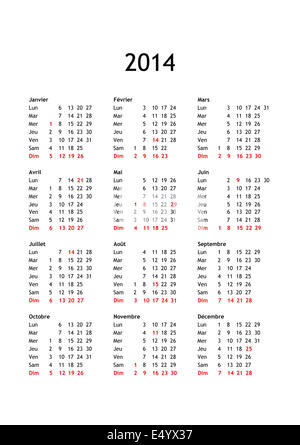 Calendario dell'anno 2014 Foto Stock