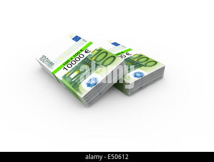 Due fasci di 100 banconote in euro Foto Stock