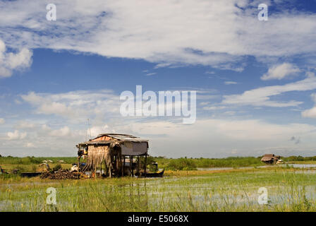 Le barche sul Fiume Sangker. Viaggio da Battambang a Siemp Reap. Una barca di un giorno viaggi di Siem Reap (per Angkor) per Battamb Foto Stock