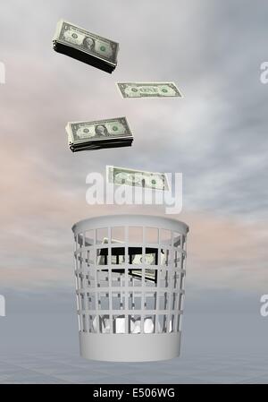 Spreco di denaro - 3D render Foto Stock