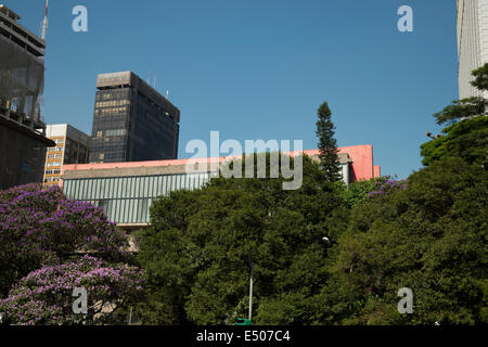 Il Sao Paulo Museum of Art, MASP., su Paulista Avenue, Sao Paulo, Brasile Foto Stock