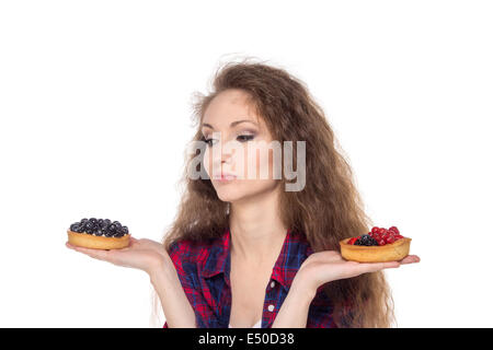 Scelta difficile tra due torte Foto Stock