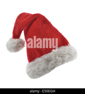 Santa Claus Red Hat isolato su bianco Foto Stock