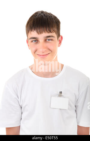 Adolescente con badge vuota Foto Stock