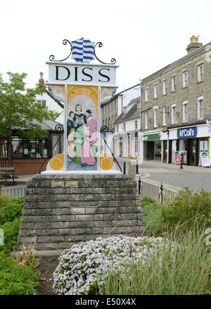 Città segno, Diss, Norfolk Foto Stock