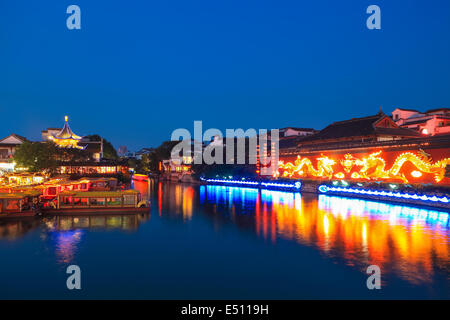 Bella vista notturna di Nanjing Foto Stock