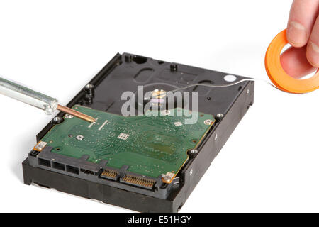 Il saldatore su sfondo bianco Foto Stock