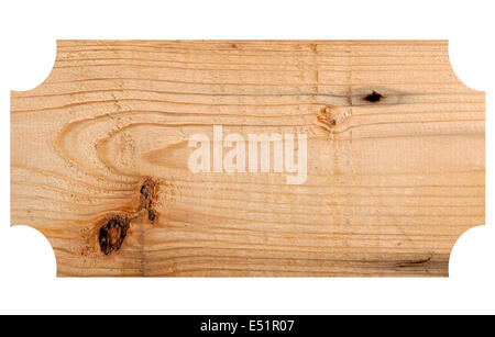 Cartello in legno isolato sul bianco Foto Stock