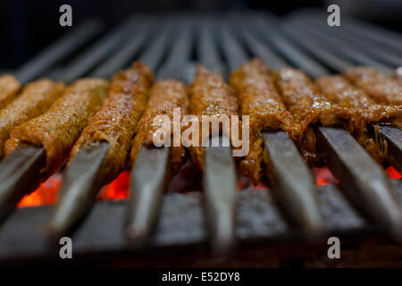 Close-up deliziosa seekh kabab Foto Stock