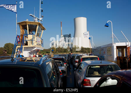 E Orsoy Walsum, traghetto per auto D-Rheinberg, Duisburg, Renania settentrionale-Vestfalia Foto Stock